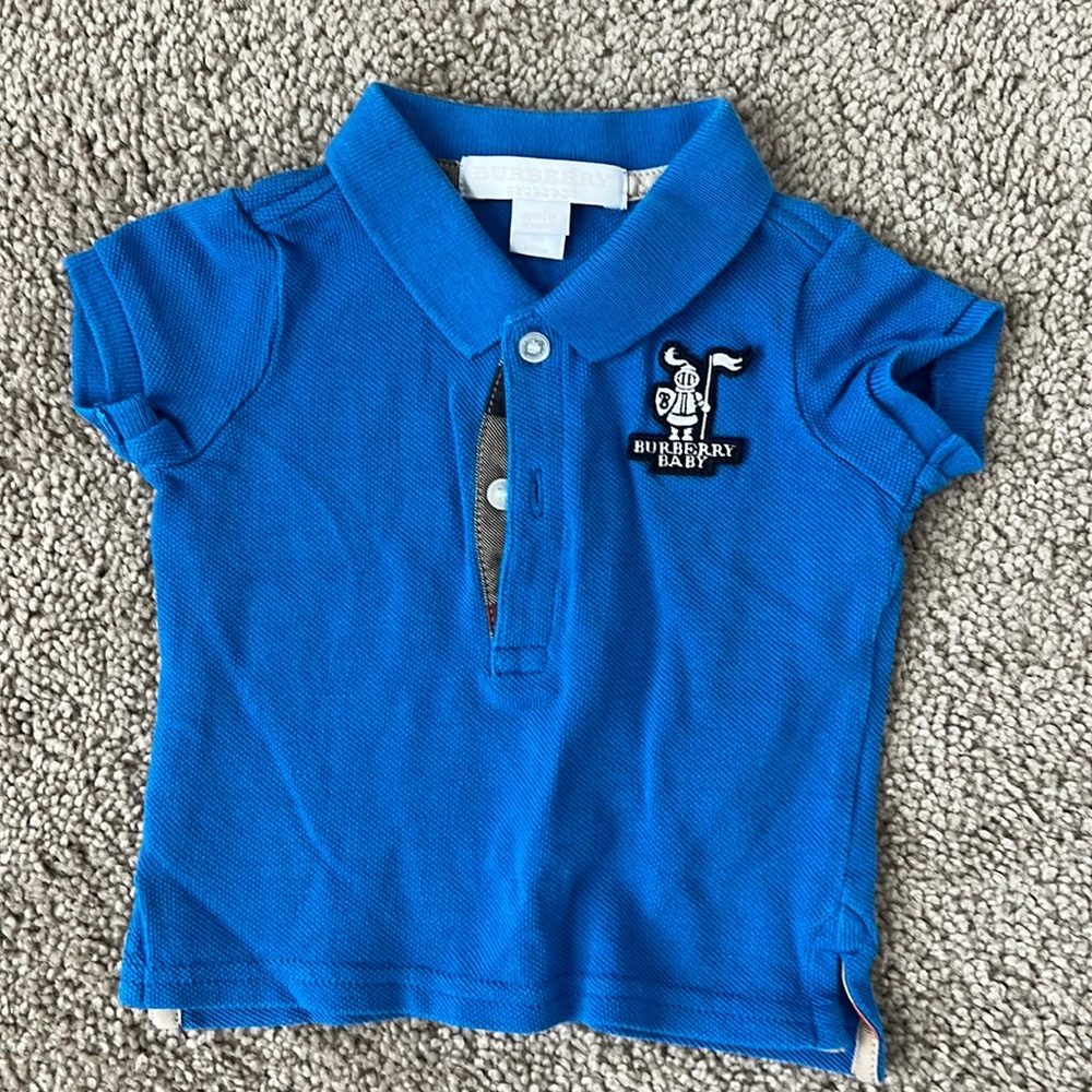 Burberry baby polo. Bright blue color. 3 months. Excellent condition.